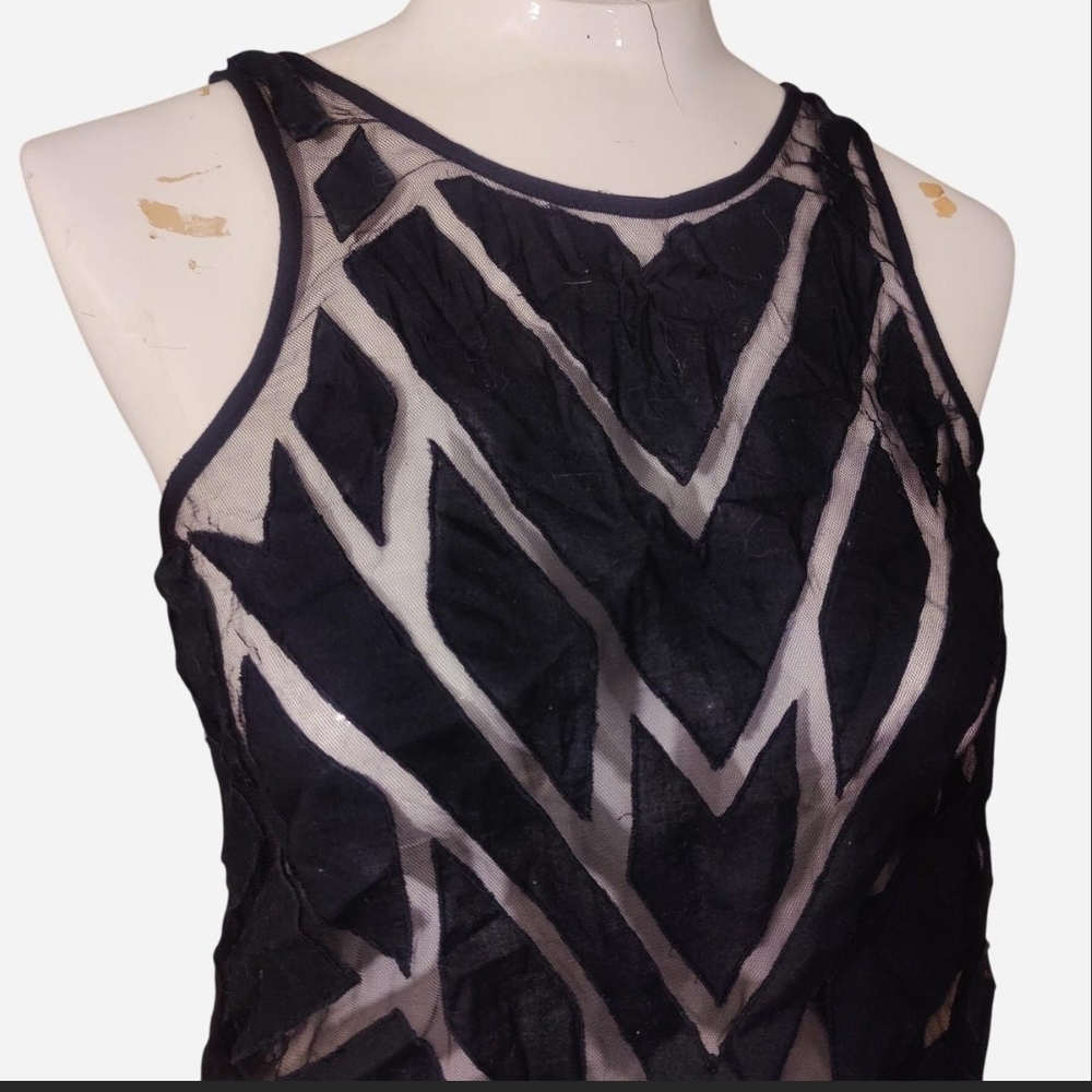 Free People Black Sheer Geometric Tank Top